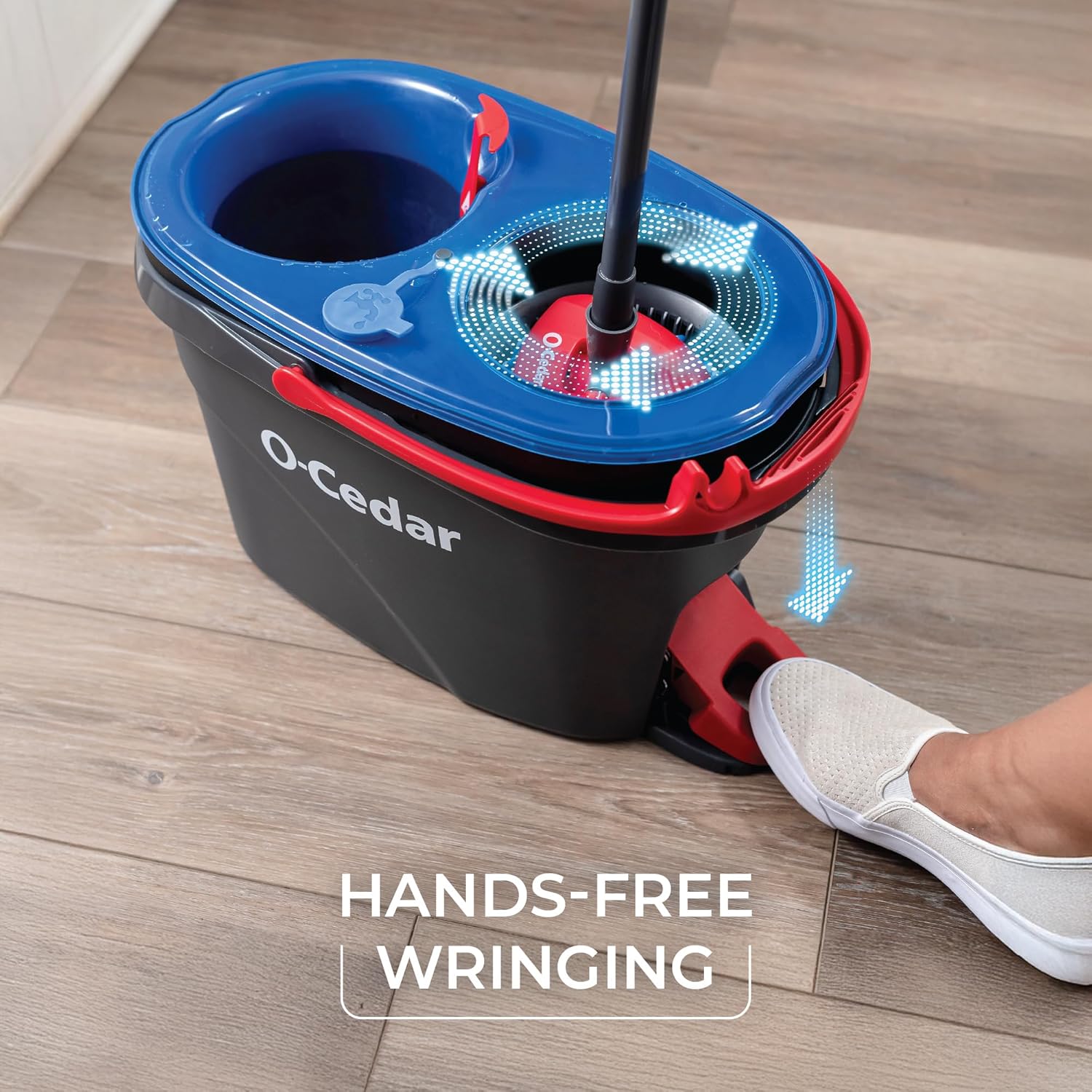 O-Cedar RinseClean Spin Mop & Bucket System - Effortless Cleaning with Water | Eliminates 99% of Bacteria