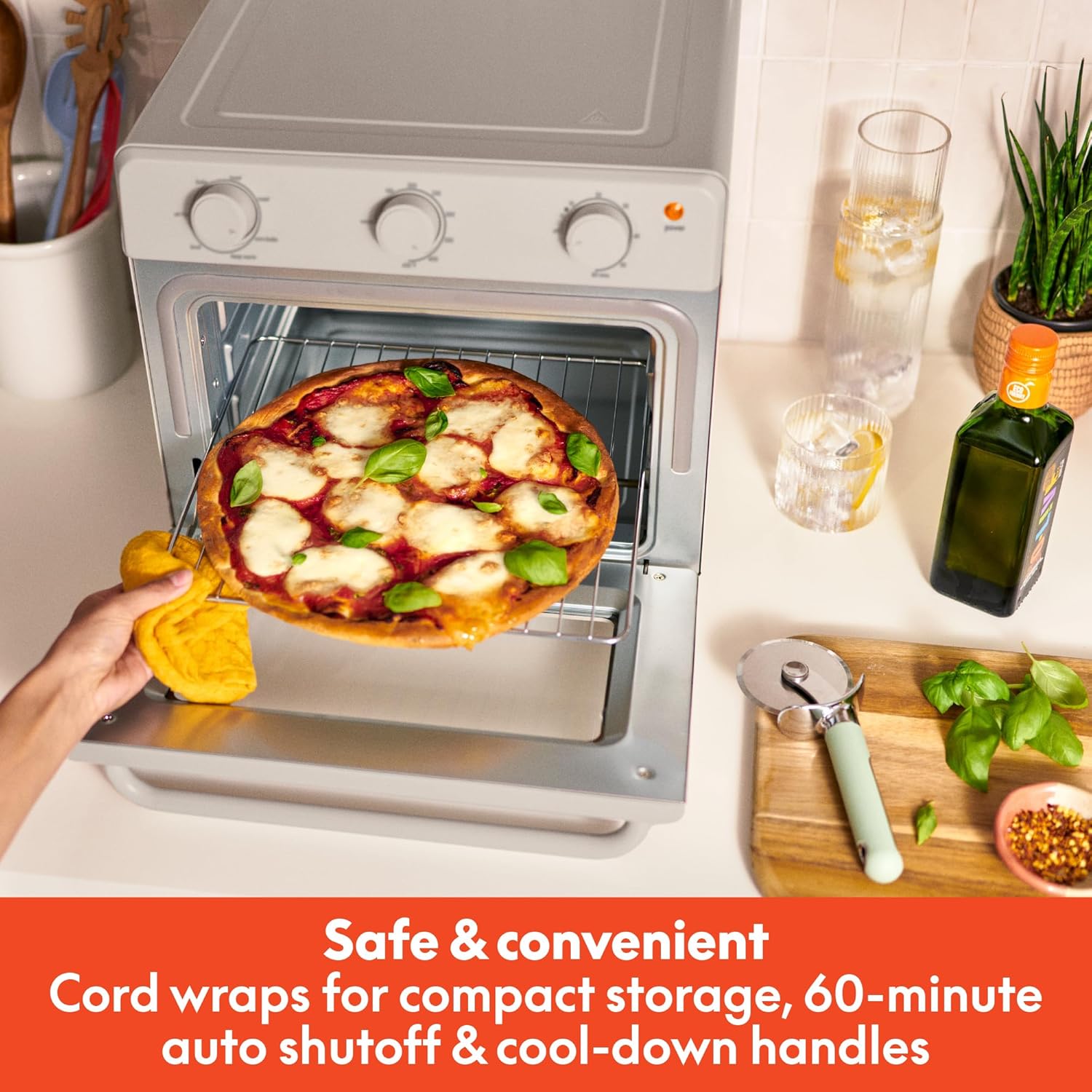 Bella Air Fry Toaster Oven - 7 Cooking Options, Dishwasher-Safe Trays, 1700W, Oatmilk Finish