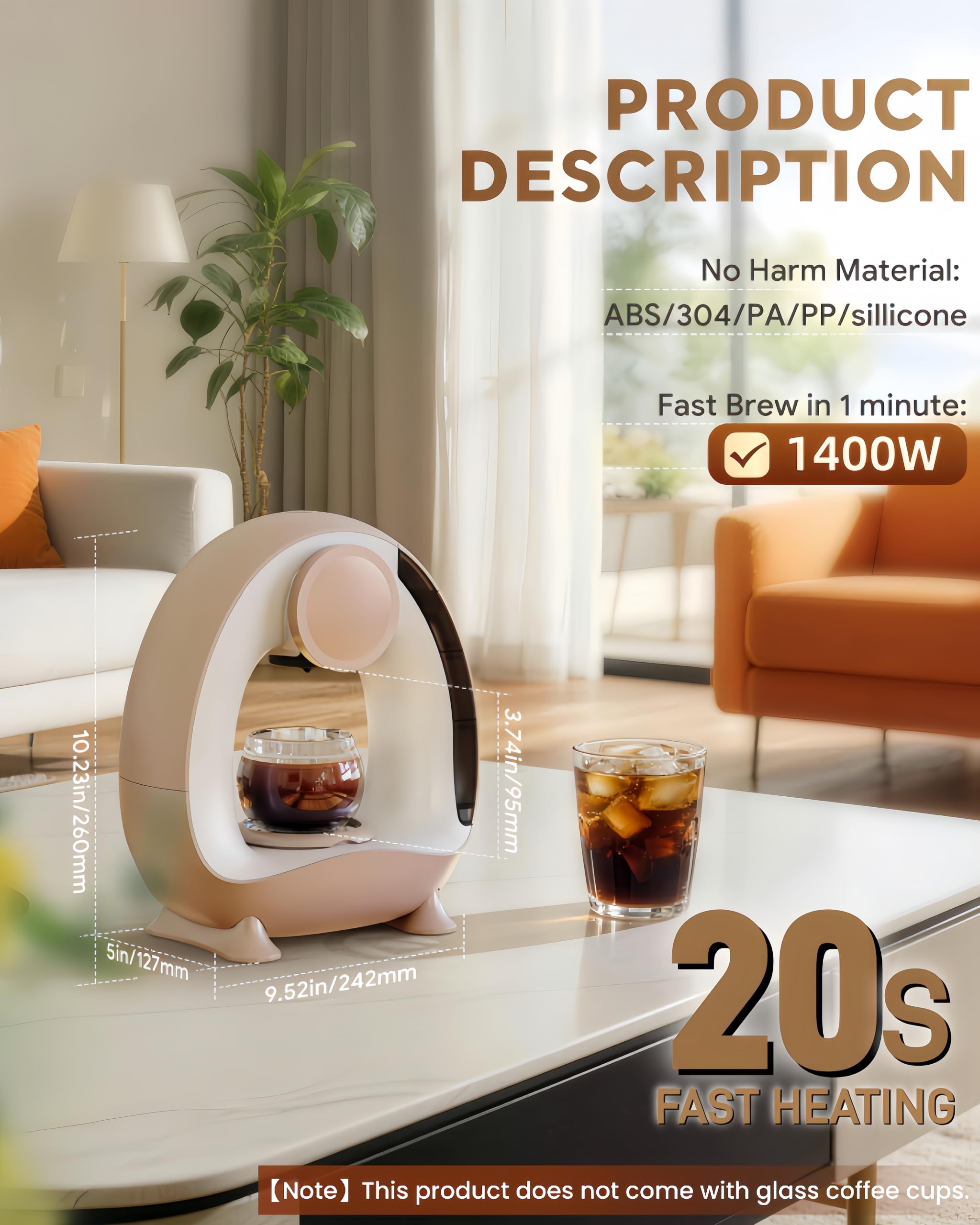HAILASRE 3 in 1 Single Serve Coffee Maker for K Cup Brewer,Ground Coffee and Tea Leaves,1400W 20s Fast Heating Mini Q,One Button Operation, Outdoor Portable for Small Spaces（Coffee Cup NOT Included）