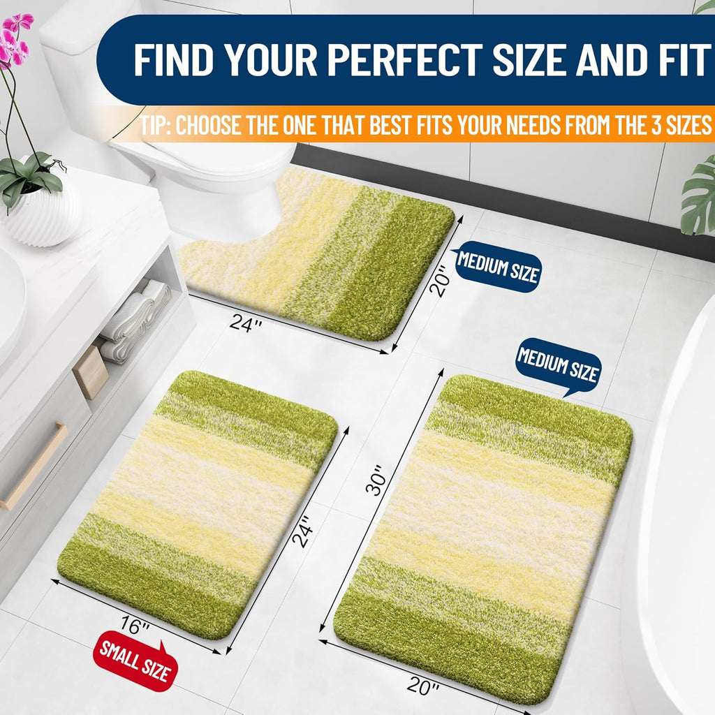 OLANLY Luxury U-Shaped Toilet Rugs - Extra Soft, Absorbent Microfiber Bath Mat, 24x20, Olive Green