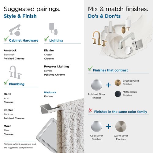 Amerock BH3600426 | Chrome Towel Bar | 24 in (610 mm) Towel Rack | Blackrock | Bathroom Towel Holder | Bathroom Hardware | Bath Accessories | Hand Towel Holder