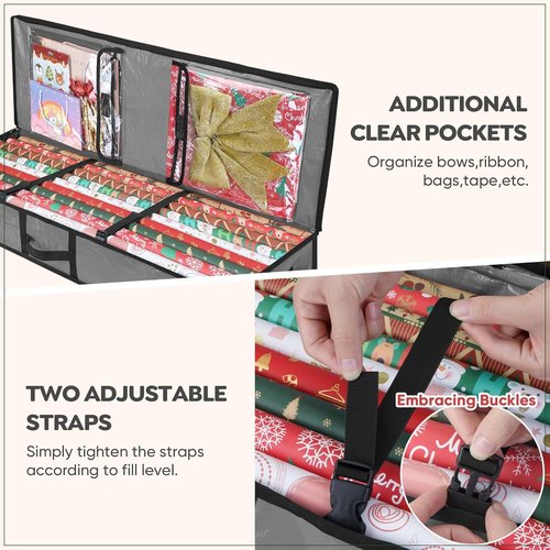 Baleine Soft Christmas Wrapping Paper Storage Bag - Organizer for Easy Holiday Gift Wrapping