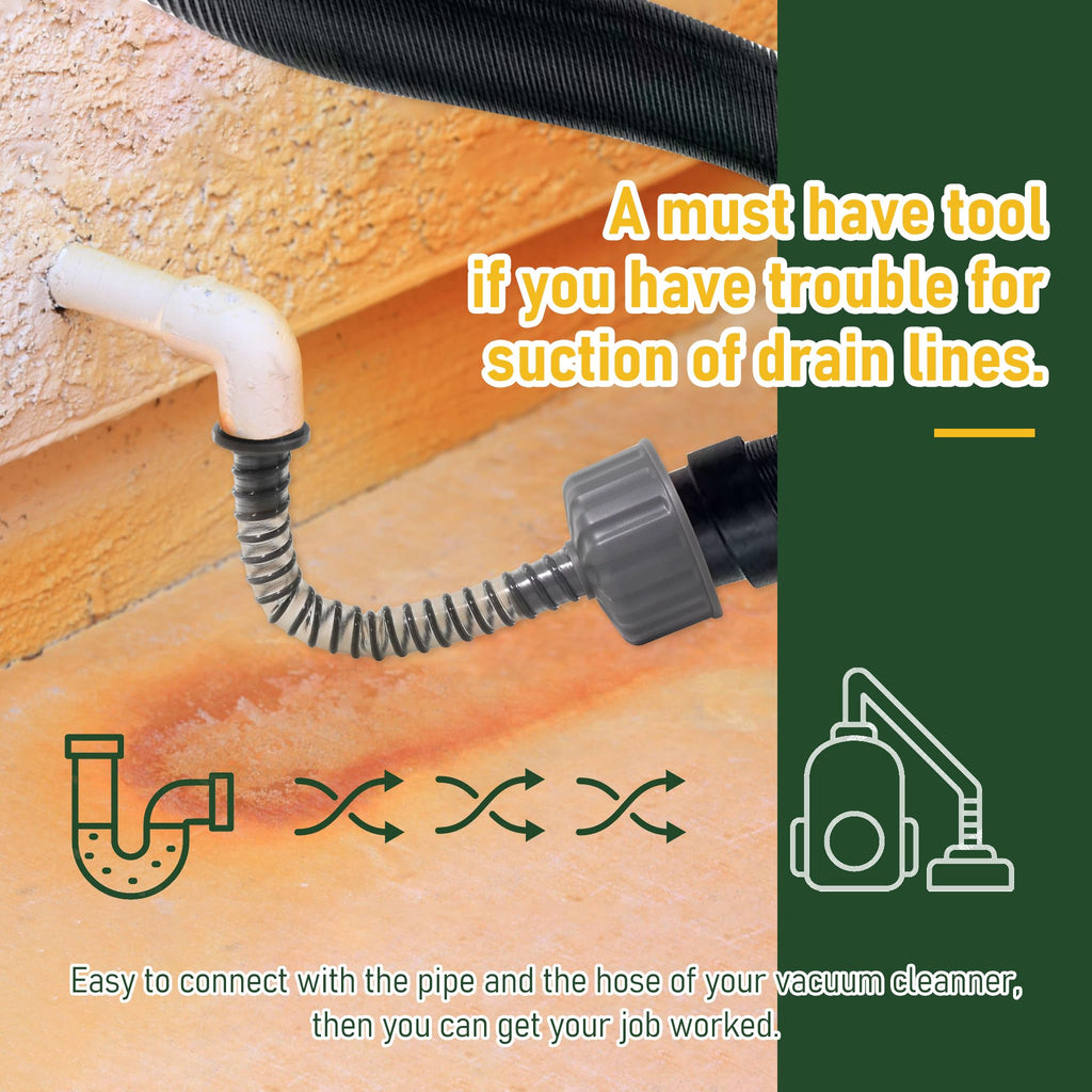 ZNTVW A/C Drain Lines Cleaner Tool in Wet Vac Attachment To Unclog And Evacuate, ABS Plastic Vacuum Hose Compatiable With Most PVC Pipe Sizes, Easy To Use, Grey