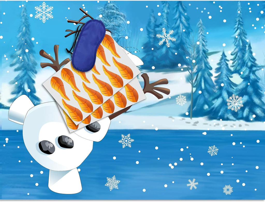 Skiennix Pin The Nose On The Snowman Game - Fun Christmas Party Activity For Kids | 24 Nose Stickers Included