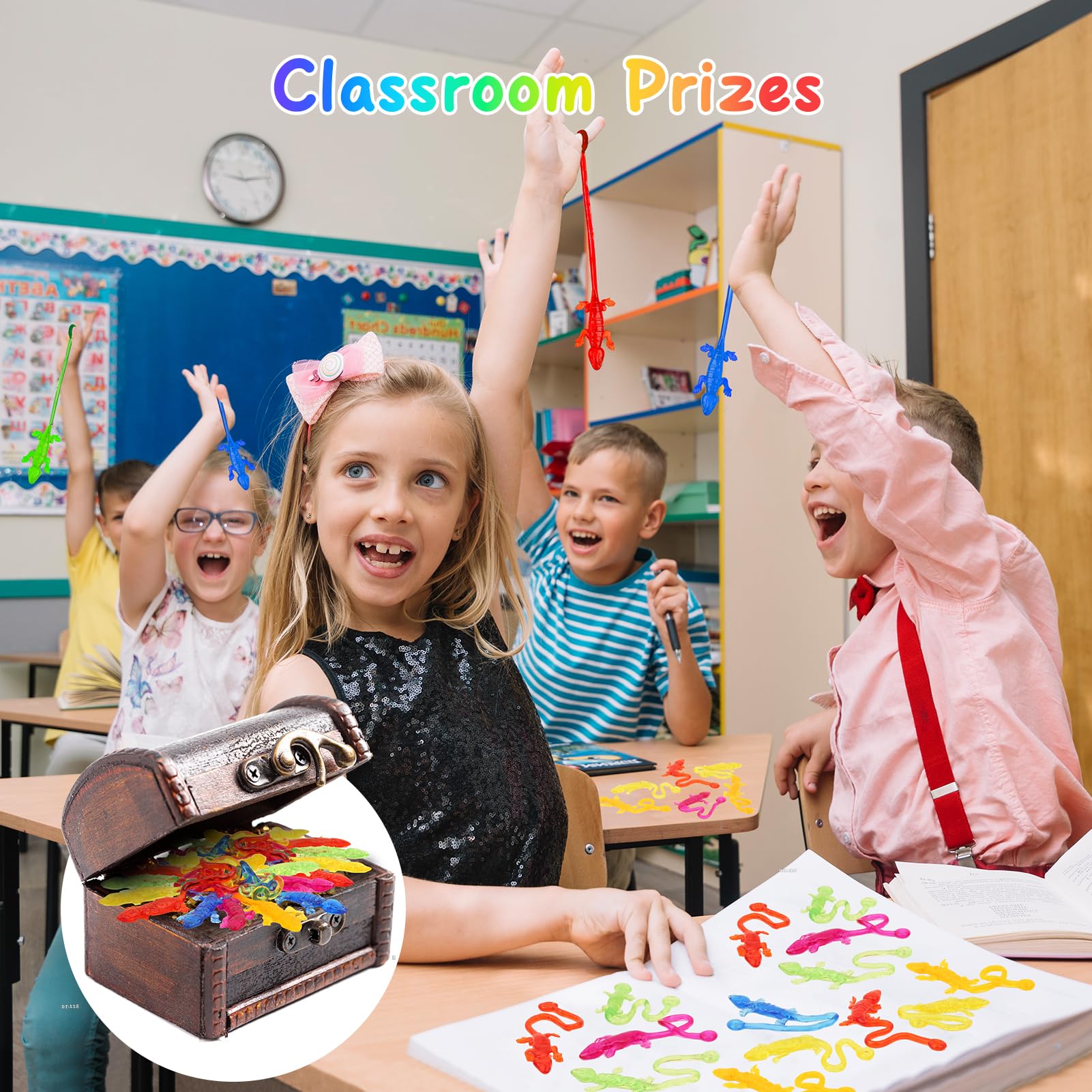 DODOLOL 30 PCS Sticky Gecko Sticky Hands Bulk Sticky Toys for Kids Lizard-Shaped Geckos, Stretchable & Party Favors, Pinata Fillers, Treasure Box Prizes for Classrooms End of Year Student Gifts