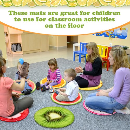 Tinideya 8 Pcs Fruit Carpet Circle Seats for Classroom Sitting 15 Inch Small Floor Cushions Round Classroom Rugs Bulk for Home Decorations School Group Activity