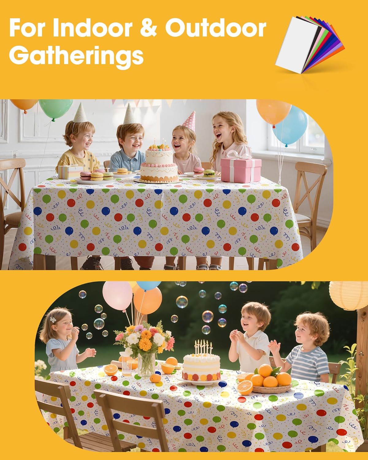 Niuara Rectangle Tablecloth - 54'' x 108'' Disposable Plastic Table Cover for Holiday Parties | 4-Pack