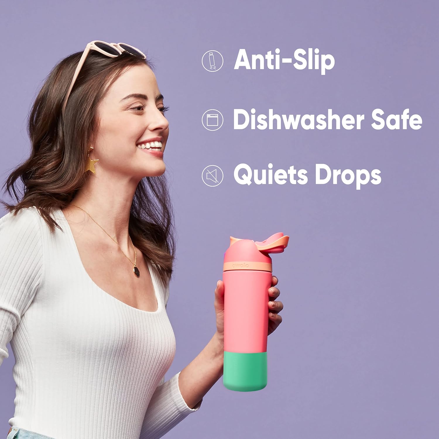 Owala Silicone Water Bottle Boot - Anti-Slip Protective Sleeve for 32 Oz Stainless Steel Bottles | Grey