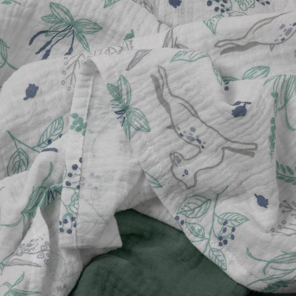 Skiennix Muslin Swaddle Blankets - 3 Pack Soft & Breathable Receiving Blankets | Large 38 x 40 Inches (Fawn & Leaves)