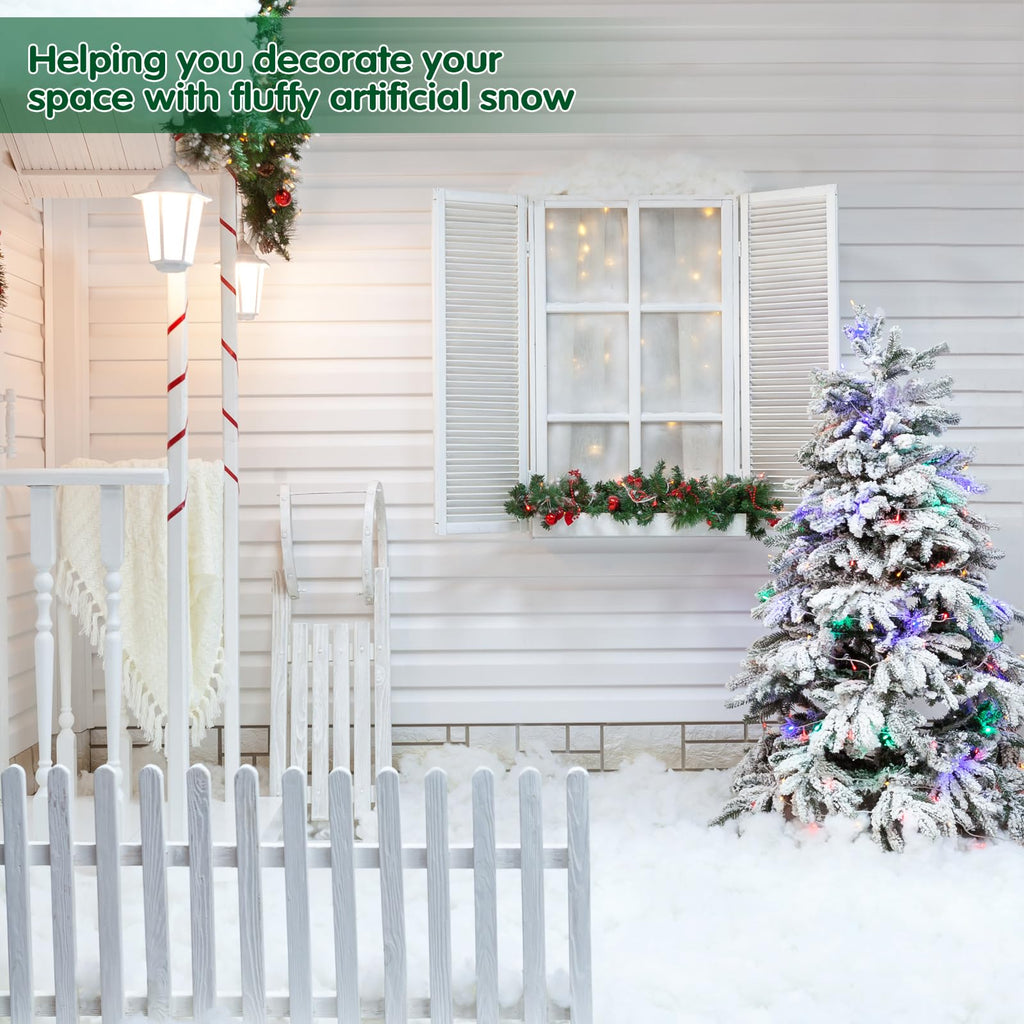Vodiye Fake Snow for Christmas Decor, 10.5oz/300g - Soft & Lifelike Artificial Snow Cotton Fluff, Perfect for Christmas Villages, Mantels, and Holiday Displays – Bring The Beauty of Snow Indoors