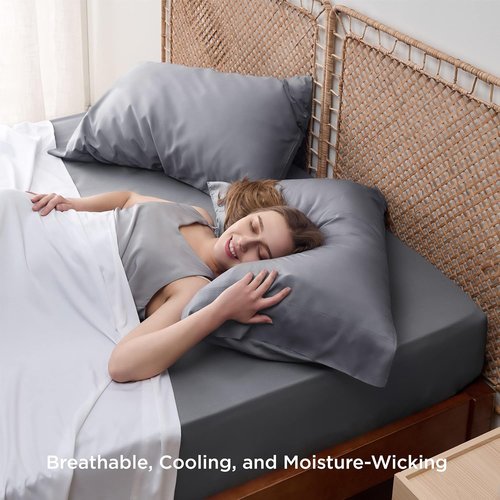 Bedsure Silver Grey Satin Pillowcase - Luxurious Hair & Skin Care | Queen Size Bundle