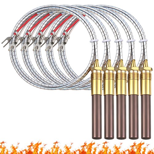 Otoolling 5 Pcs 36" Thermopile Generators with Two Lead for Gas 750mv Thermopile Fireplace Water Heaters Fryer Cluster Replacement Part
