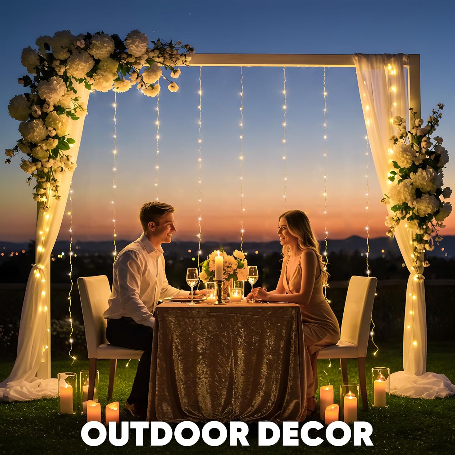 Suddus Tangle-Free Curtain Lights - 200 LED Warm White Hanging Lights | 6.5x6.5ft for Bedroom, Wedding & Party Decor