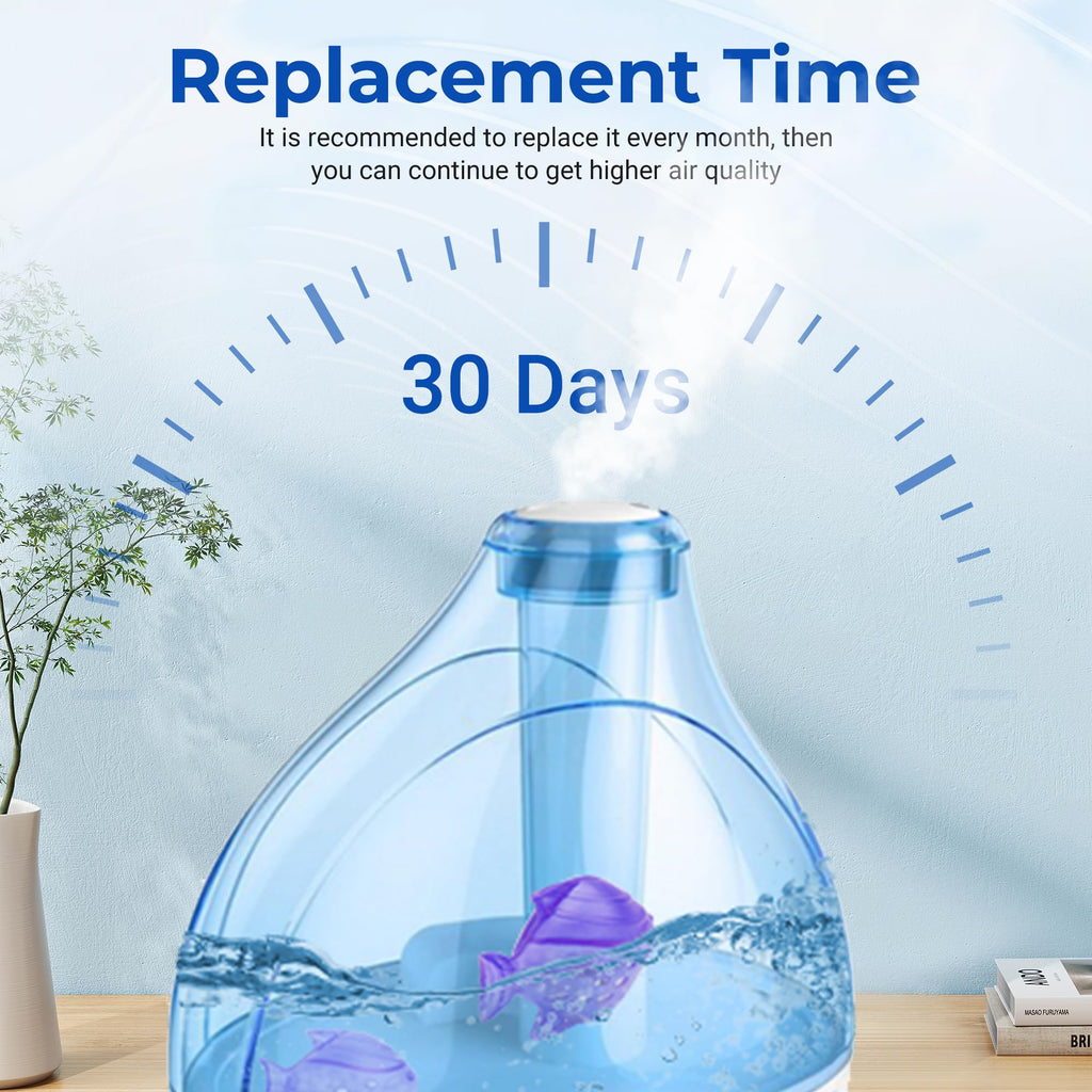 Funmit Humidifier Cleaning Fish, 12 Pack Humidifier Cleaner for Humidifiers and Fish Tanks, Purifies Water, Prevents Hard Water Build-Up, Reduces Scale, Purple