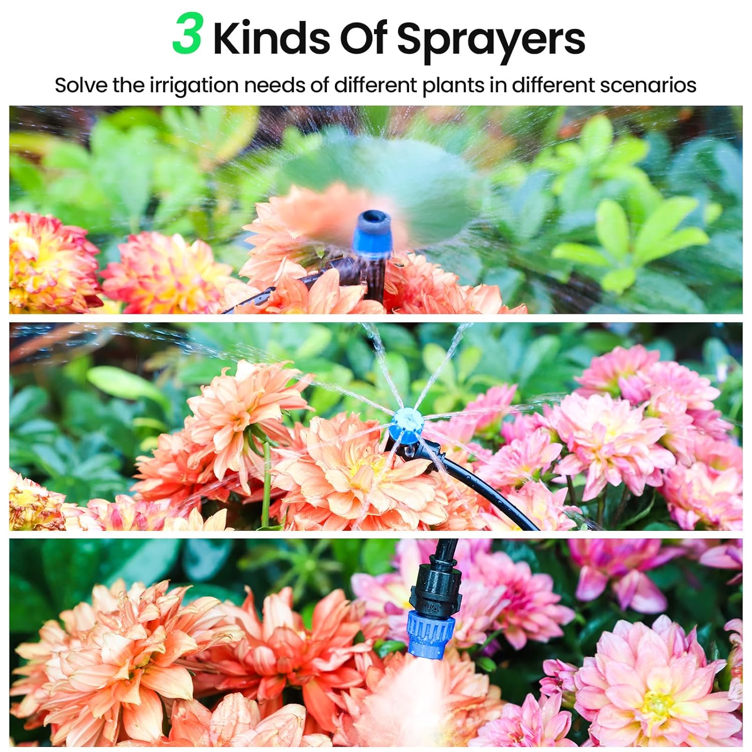 MIXC Drip Irrigation System Kit - 230FT Automatic Garden Watering with Adjustable Nozzles & Sprinklers