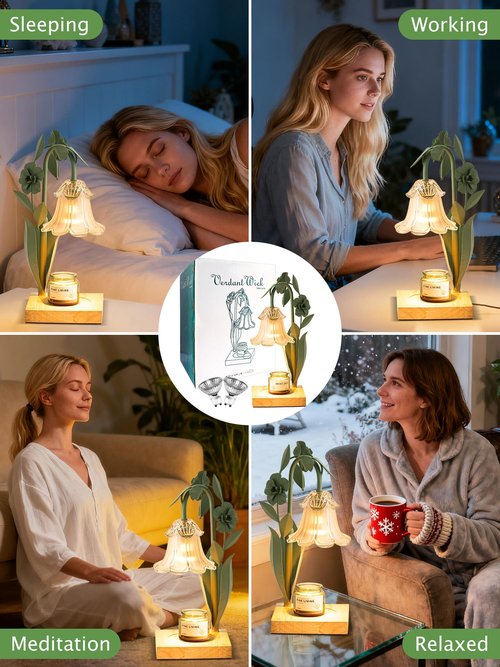 Flower Candle Warmer Lamp with Timer, Dimmable Candle Lamp Warmer, AdjustableHeight Candle Warmer for All Jar Candles, Bedroom Living Room Home DecorValentines Day Birthday Gifts for Women Mom Sister
