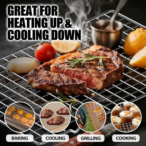 CUNSENR Cooling Rack - Heavy Duty Stainless Steel Wire Rack for Baking | 10" x 14.75" - Dishwasher Safe, 2 Pack