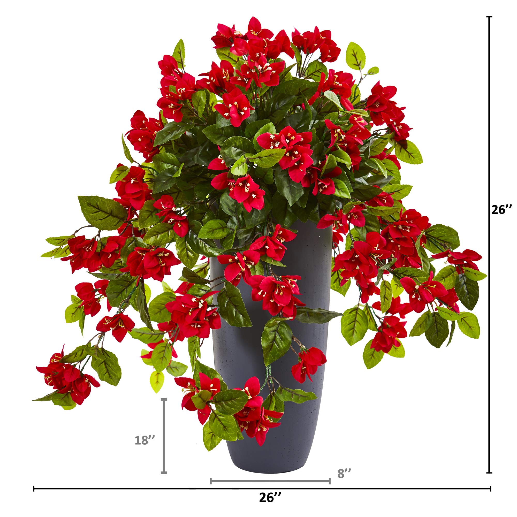 Nearly Natural 26in. Bougainvillea Artificial Plant in Planter UV Resistant (Indoor/Outdoor)