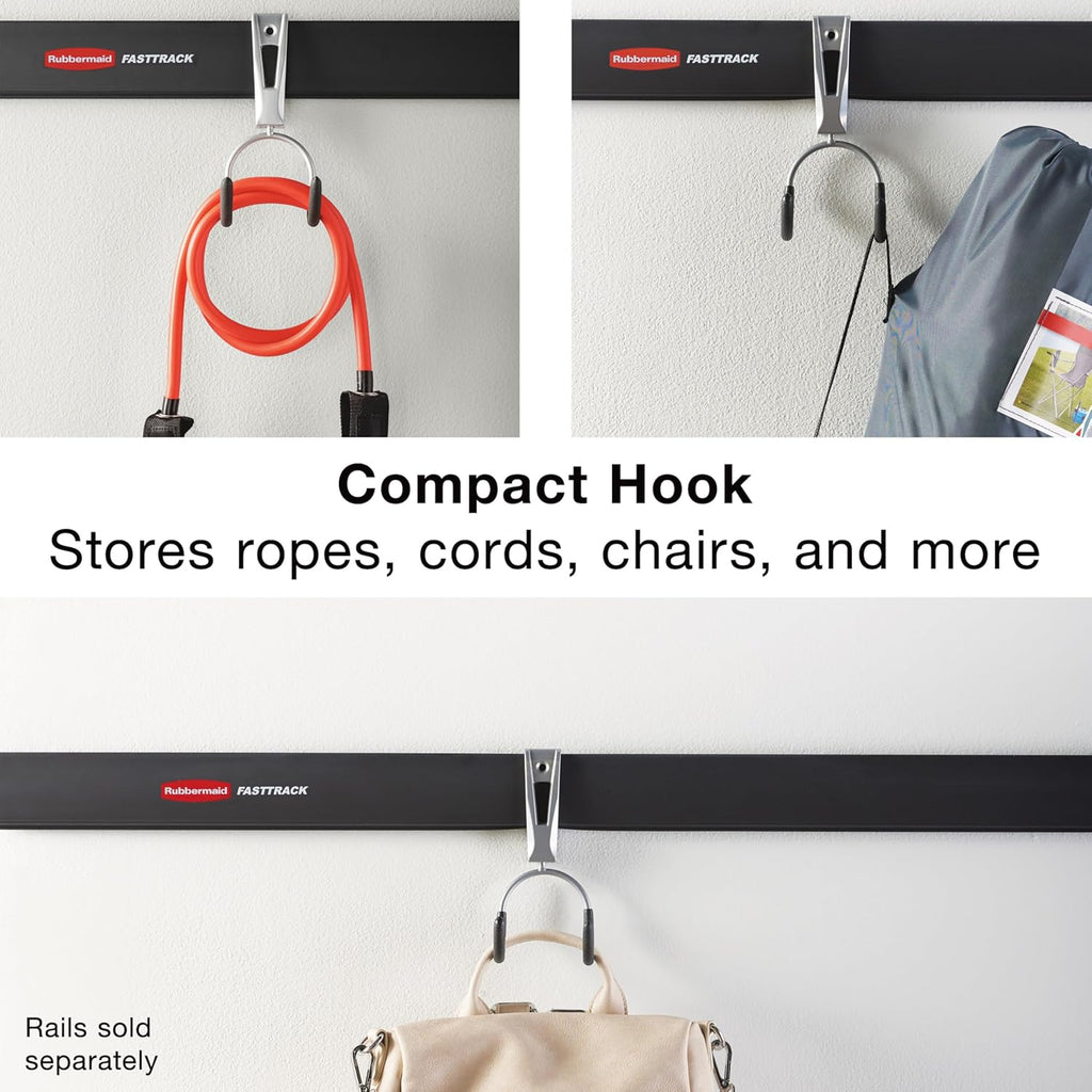 Rubbermaid FastTrack Compact Hook - Soft Grip Garage Organizer for Cords, Ropes & Small Hoses
