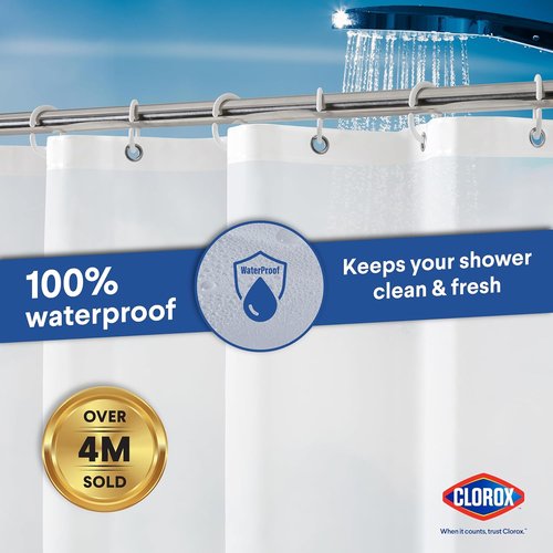 Clorox Shower Curtain Liner - Premium Waterproof 4g PEVA with Weighted Magnets | Standard Size 70" x 72" - Frosty