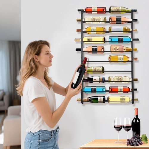 YANGSHUO Wine Rack Wall Mounted: 20 Bottles Display Hanging - Large Capacity Wine Storage for Wine Lovers, Bar Operators as Wine Cellar/Bar/Restaurant/Hotel Lobby Display