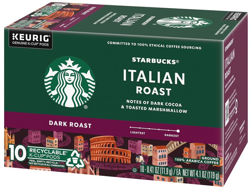 Starbucks K-Cup Pods - Italian Roast Dark Coffee | 100% Ground Arabica | 20 Count (2 Boxes)