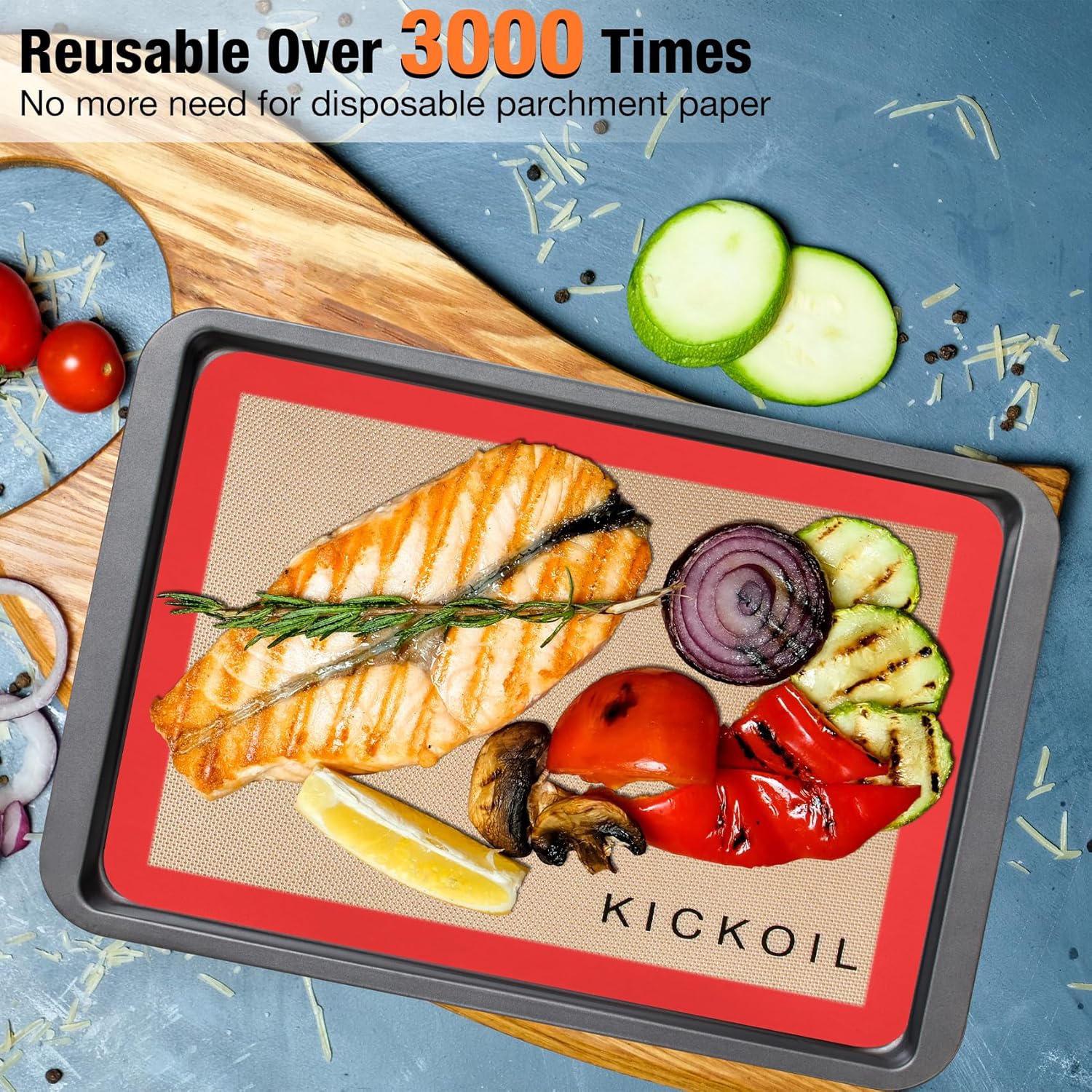 Skiennix Silicone Baking Mats - Non-Stick, Reusable Oven Liners | BPA-Free Set of 3, 11.6'' x 8.5''