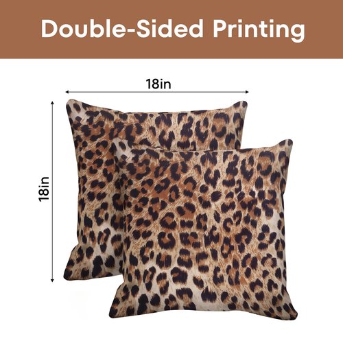 Alricc Cheetah Pillow Covers 18x18 Set of 2 Brown Leopard Throw Pillow Covers Soft Decorative Couch Pillow Covers for Home Living Room Bedroom