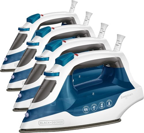 BLACK+DECKER Easy Steam Compact Iron - Dual Position Cord & TrueGlide Non-Stick Soleplate | Vertical Steam