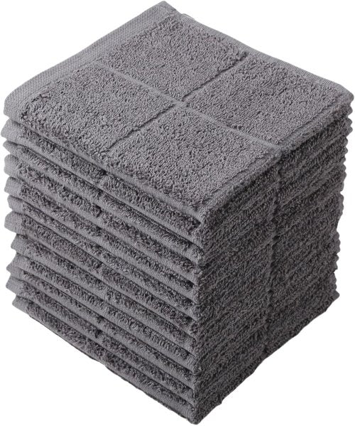 Glynniss Dishcloths | Highly Absorbent 100% Cotton Kitchen Dish Rags - 12 Pack in Gray