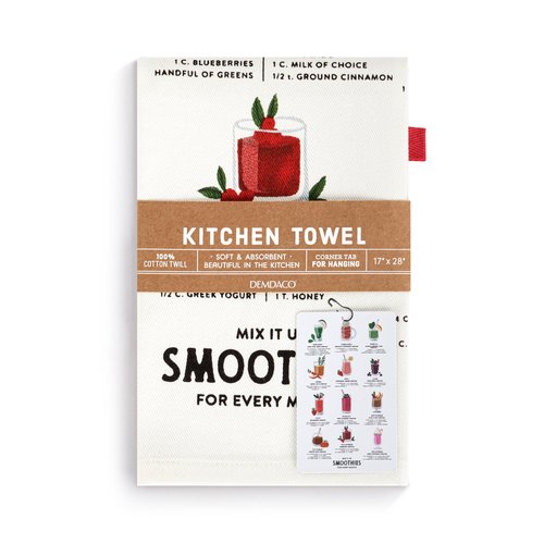 DEMDACO byDesign Serving Collection Smoothie of The Month Mix It Up Red 17 x 28 Cotton Twill Absorbent Kitchen Dish Hand Towel