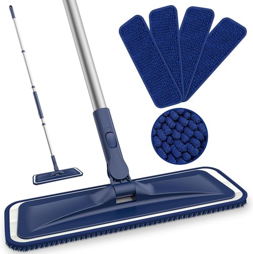BPAWA Microfiber Mop - Versatile Wet/Dry Floor Cleaning for Hardwood, Tile & Laminate | 4 Washable Chenille Pads