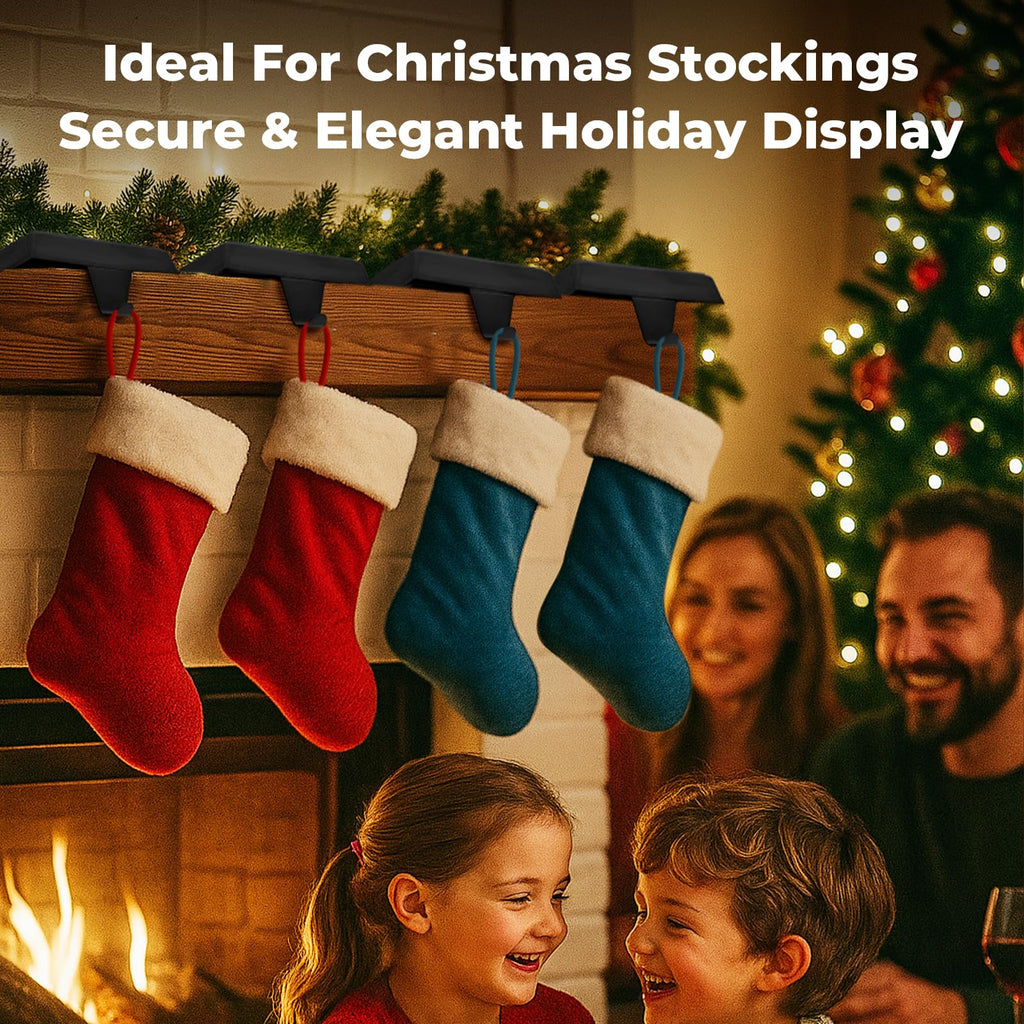 Btanadi Stocking Holders for Mantle Set of 6, Metal Christmas Stocking Holder, Weighted Stocking Hangers with Non-Slip Protective Pad, Mantle Garland Hanger for TV Stand | Staircase | Dresser