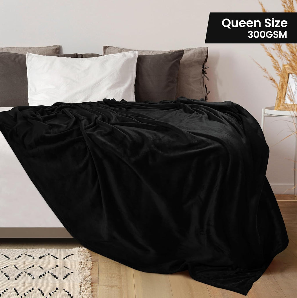 Utopia Bedding Fleece Blanket - Ultra Soft & Warm Queen Size (90x90 Inches) | Cozy All-Season Home Decor in Black