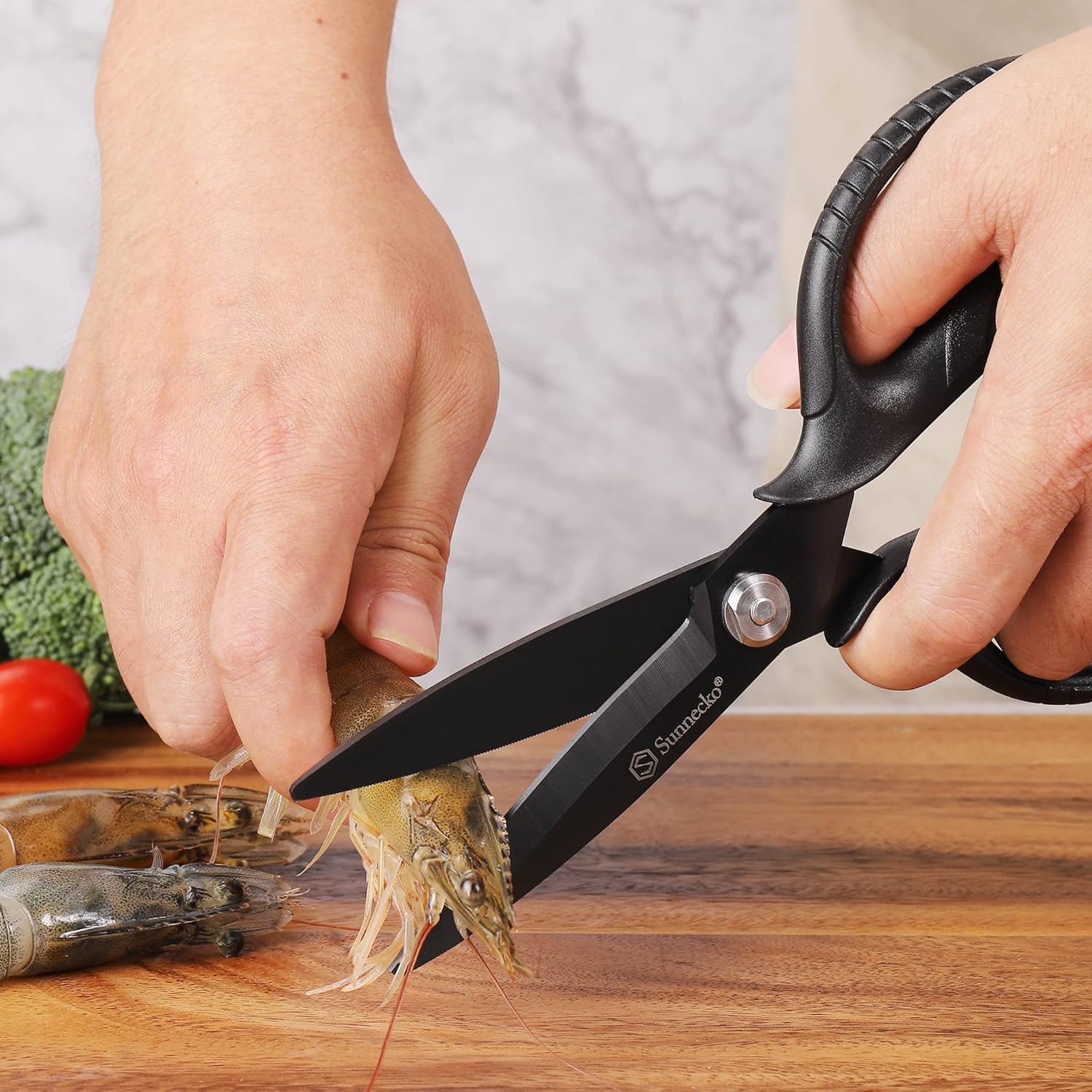 Sunnecko Kitchen Scissors - Heavy Duty Titanium Coated Shears with Micro Serrated Blades | All Purpose Kitchen Tool