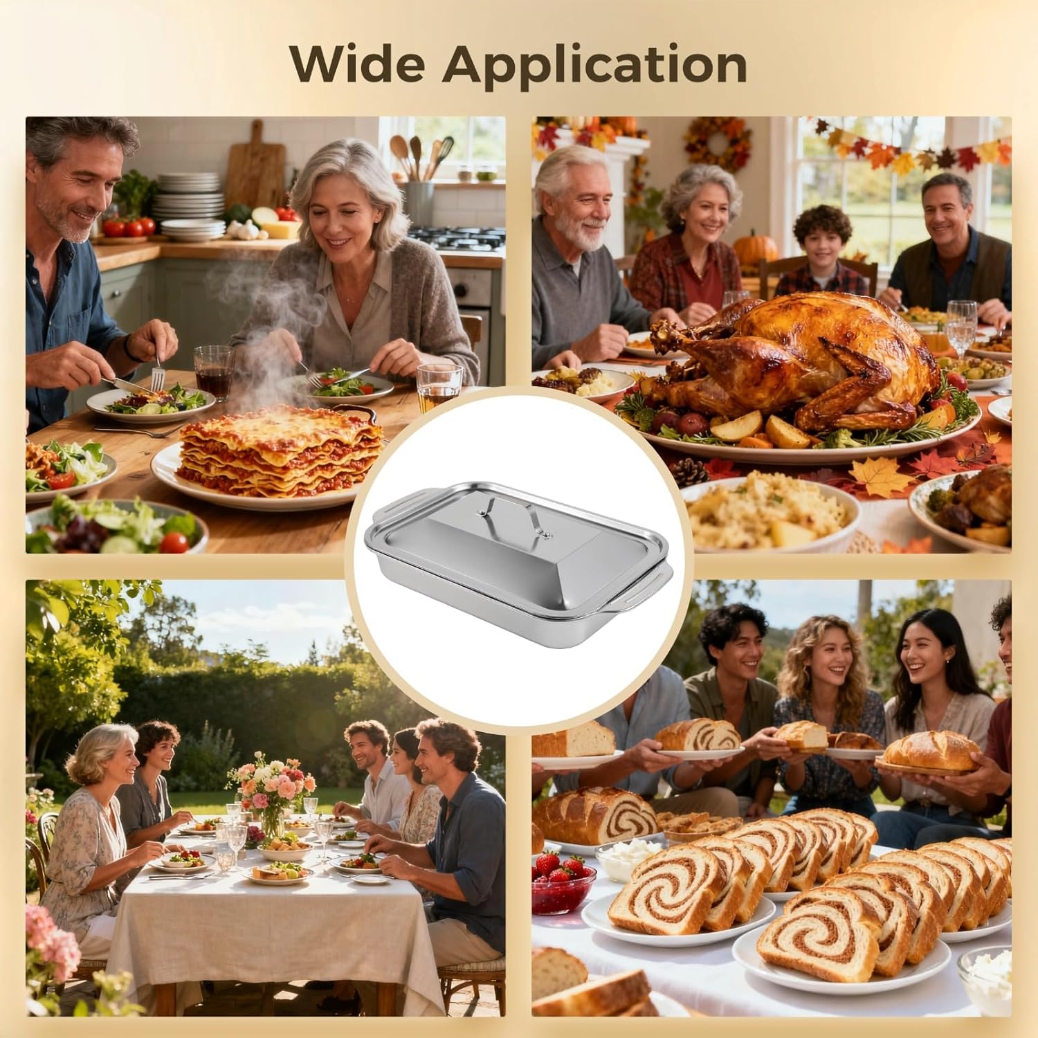 Skiennix Stainless Steel Cake Pans - 9x13 Rectangular Baking Trays with Silicone Brush & Spatula