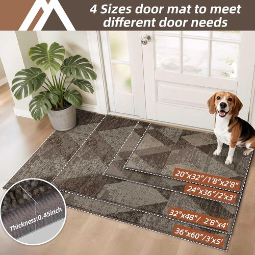 COSY HOMEER Entryway Rugs - Non-Slip Absorbent Polyester Doormat 20"x32" | Washable for High Traffic Areas, Brown