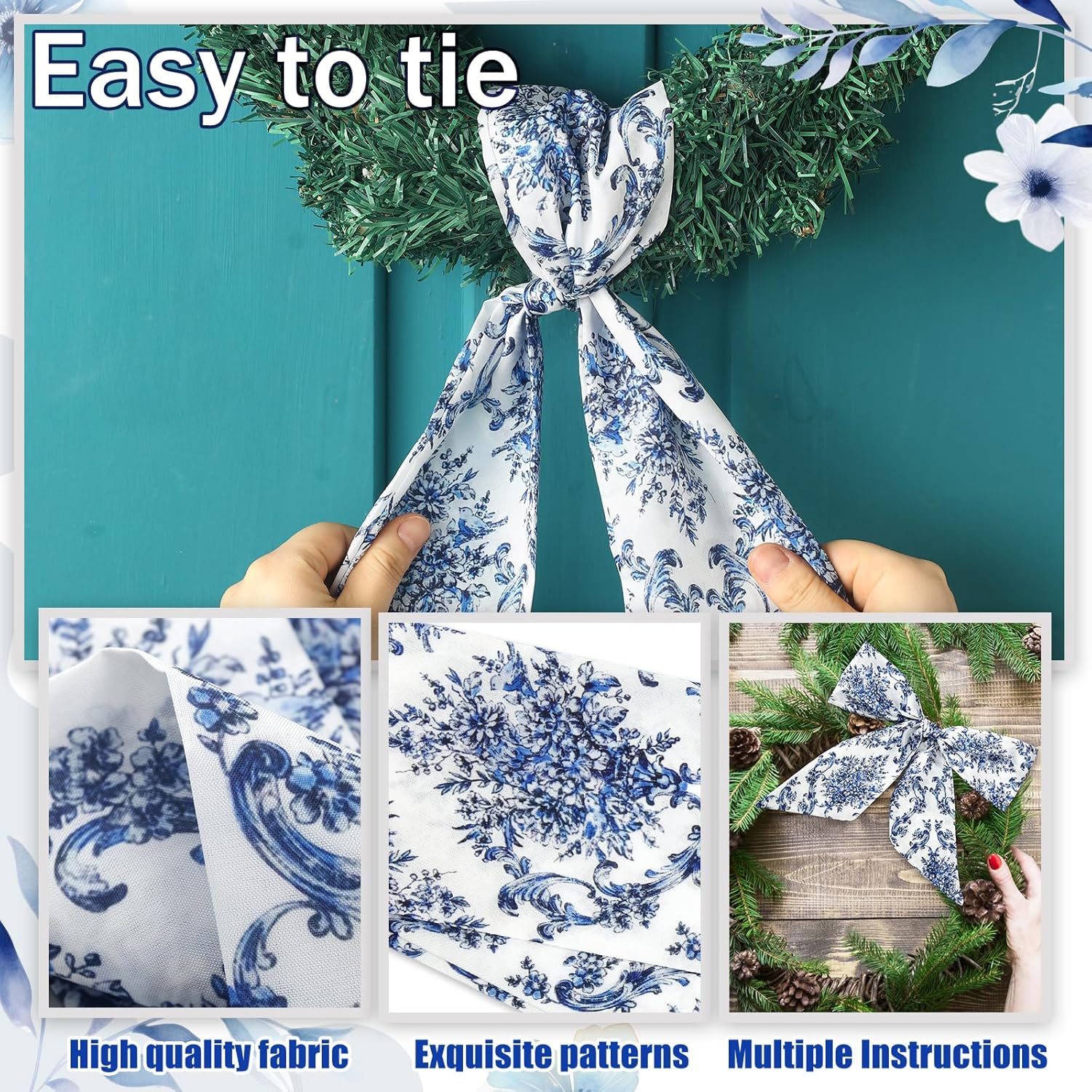 XunYee Wreath Sash Set - 6 Pcs Embroidery Monogram Decor for Indoor/Outdoor Weddings & Events | Retro Style