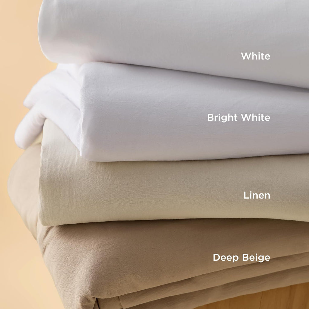 Bedsure White Duvet Cover Set - Extra Soft Prewashed Cotton-Like Polyester | Queen Size 90x90 Inches, 3 Pieces with Zipper Closure