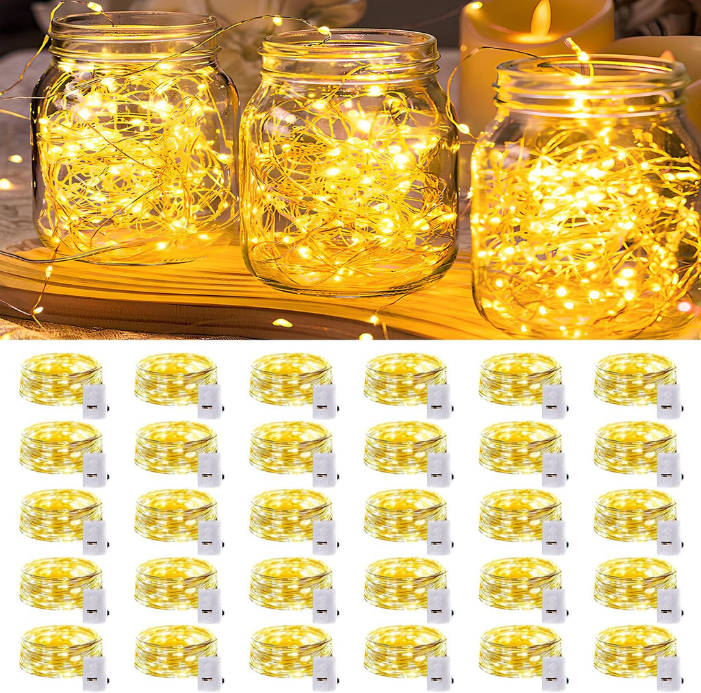 Skiennix 30 Pack LED Fairy Lights - 7FT Waterproof Mini Twinkle String Lights | Battery Operated Warm White for Christmas & Parties