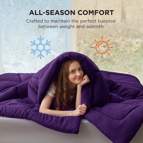 Bedsure Comforter Duvet Insert - All-Season Quilted Down Alternative Bedding, Full Size, Purple 86 x 82 Inches