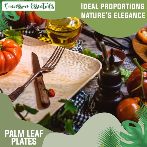 6 Inch Square Palm Leaf Dessert Plates -Bamboo Plates for Appetizers - Compostable and Eco-Friendly- Pack of 100ct