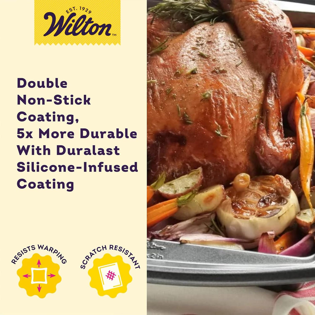 Wilton Platinum Non-Stick Oblong Baking Pan - Versatile 13 x 9 x 2 Inch for Baking & Roasting - Dishwasher Safe, PFAS-Free