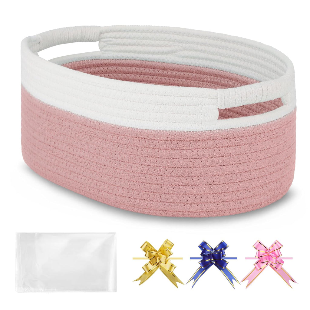 Woven Basket by [Brand Name] - Versatile Gift Basket for Kids & Pets | Dusty Pink, 13”x 9”x 5.5”