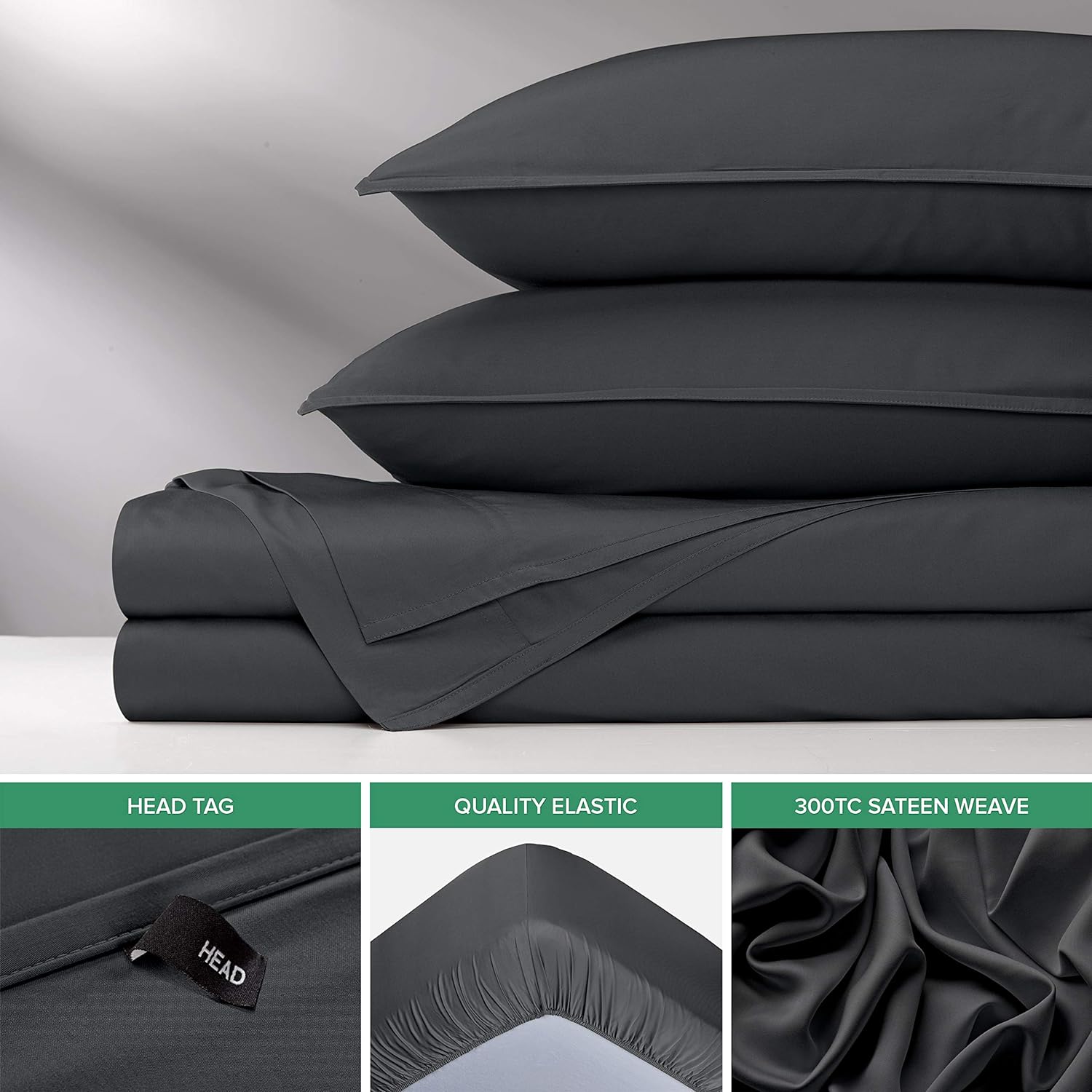 Pure Bamboo King Sheets - Luxuriously Soft & Cooling 100% Organic Viscose Bed Sheet Set | Charcoal, 2-Year Quality Promise