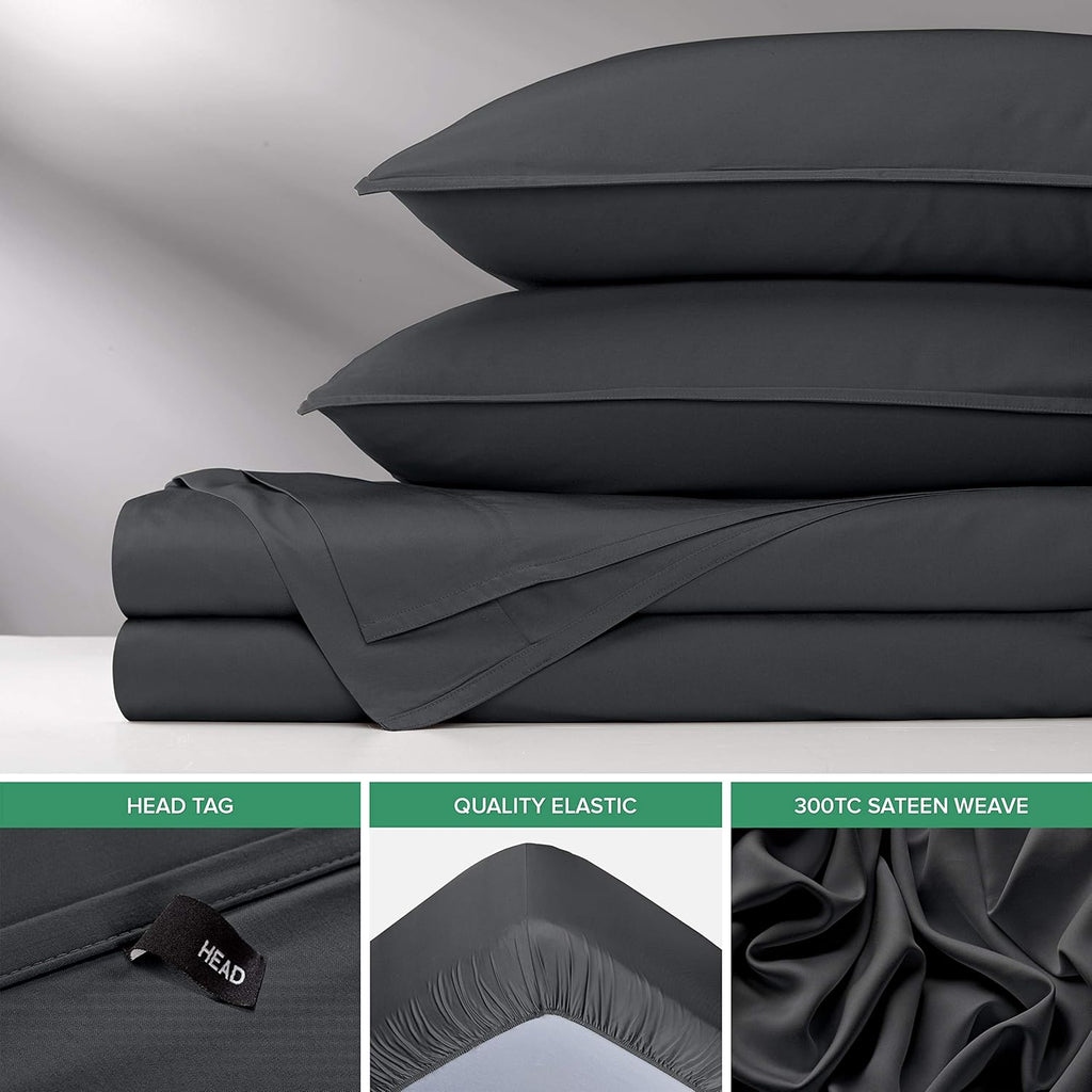 Pure Bamboo Twin Sheets - Luxuriously Soft & Cooling 100% Organic Viscose Bed Sheet Set | Charcoal Color