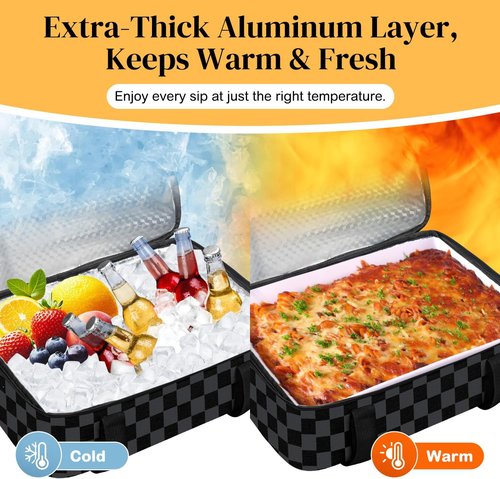 Coobiiya Insulated Casserole Carrier - Keeps Food Hot or Cold | Portable Tote for 9" x 13" Dishes