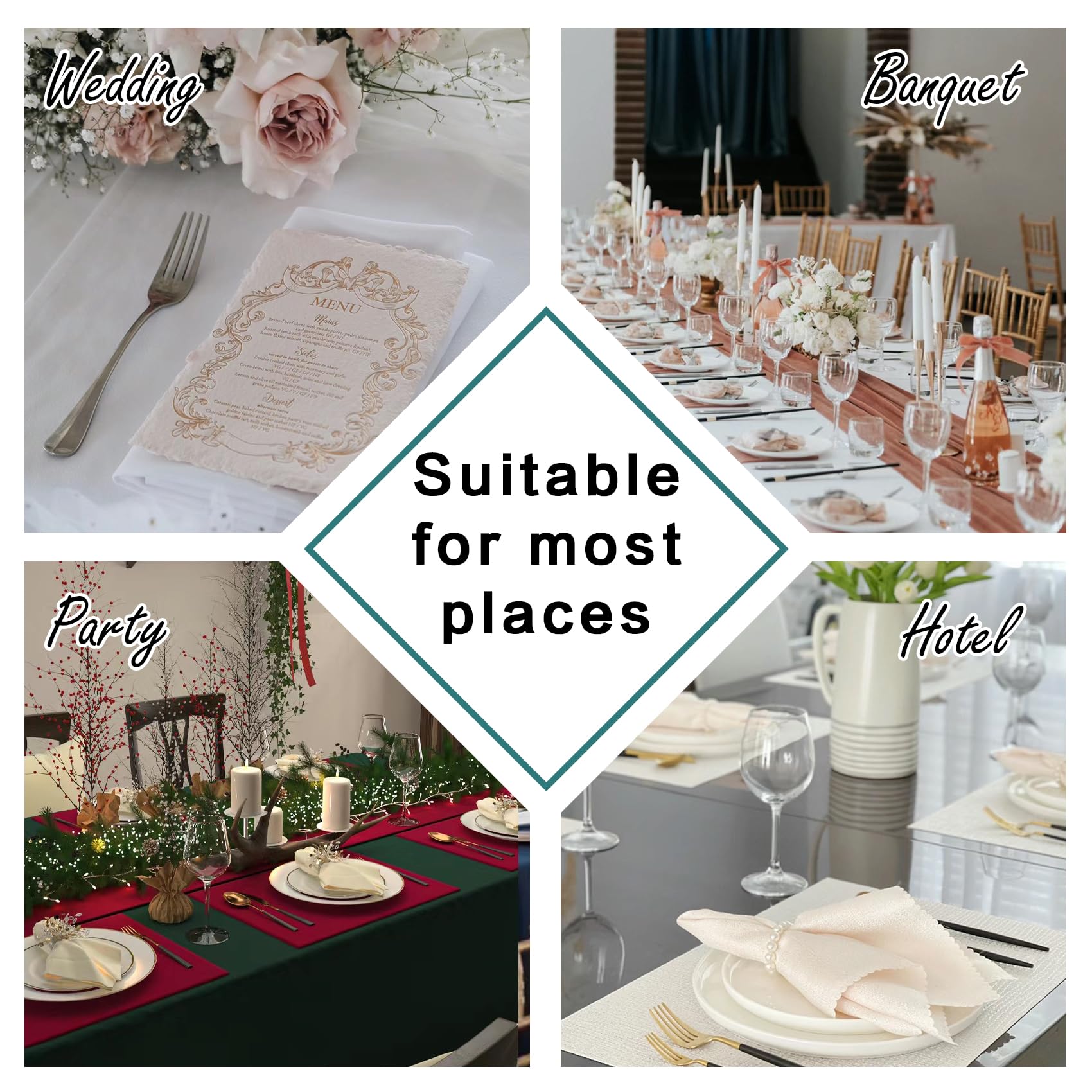 Bailarina Cloth Napkins Set of 120,17x17 inches Dinner Napkins Cloth Washable,Polyester Square Table Cloth Napkin Bulk with Hemmed Edges Ideal for Banquets, Parties and Weddings-Black