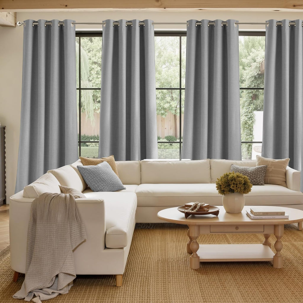 NICETOWN Light Grey Blackout Curtains - 63-Inch Faux Linen Privacy Panels for Living Room & Bedroom | 2 Panels, Grommet Top