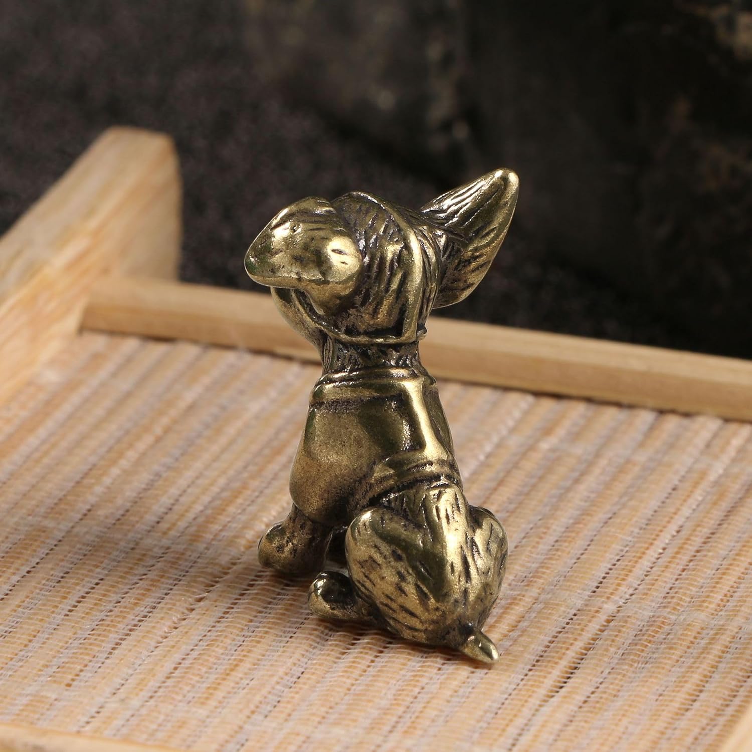 Vintage Brass Dog Figurines by [Brand Name] - Decorative 2-Piece Set for Rustic Home Decor